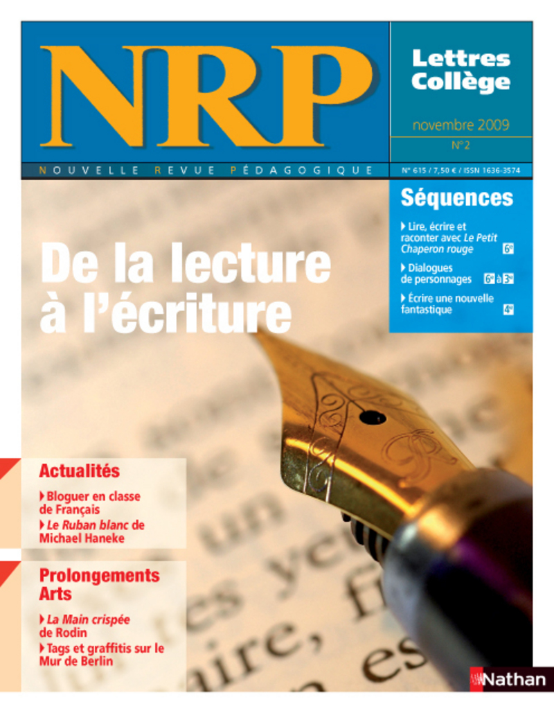 NRP Collège – De la lecture à l’écriture – Novembre 2009 (Format PDF)