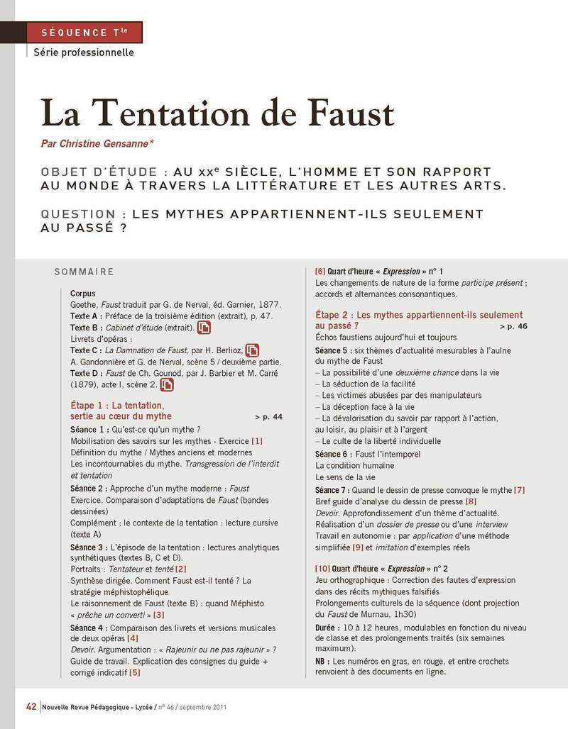 NRP Lycée – Séquence Bac Pro Terminale – La Tentation de Faust – Septembre 2011 (Format PDF)