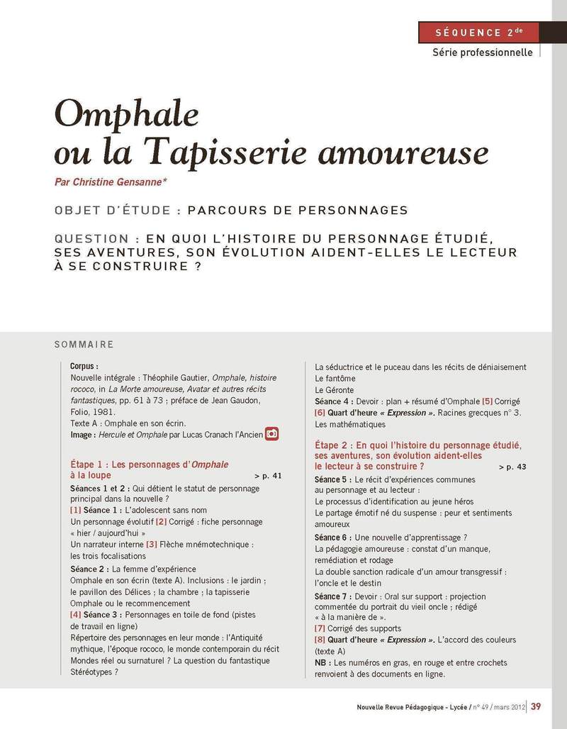 NRP Lycée – Séquence Bac Pro 2de – Omphale ou la Tapisserie amoureuse – Mars 2012 (Format PDF)