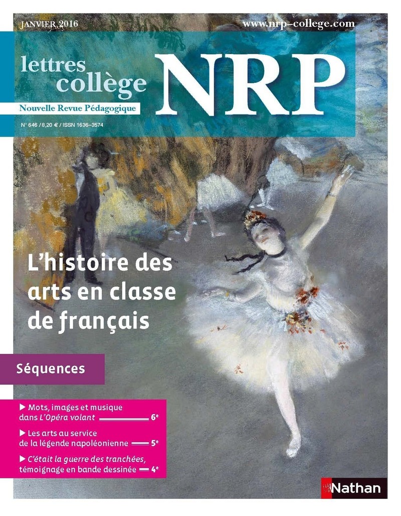 NRP Collège – L’histoire des arts en classe de français – Janvier 2016 (Format PDF)